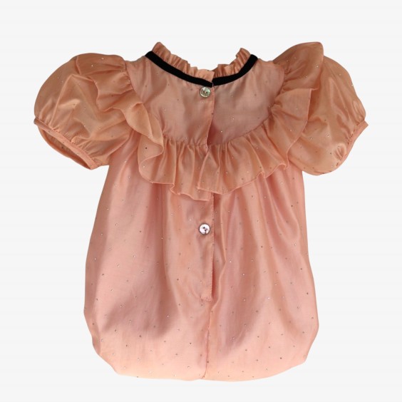 Pink voile romper with silver studs