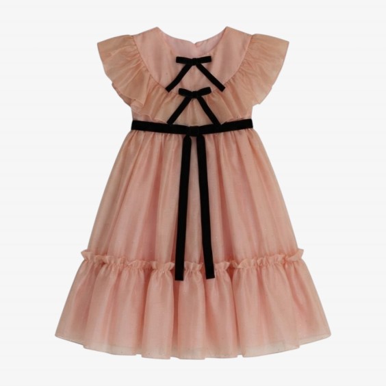 Pink chiffon dress with silver studs