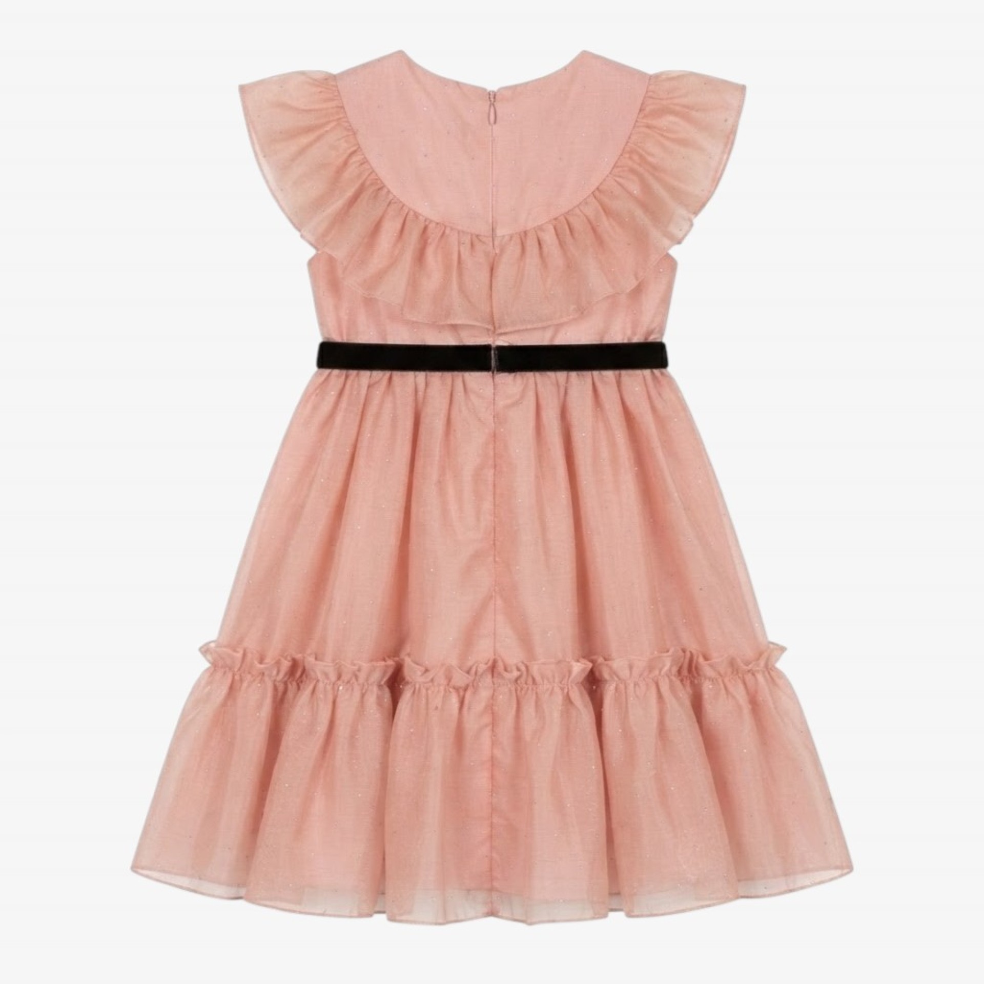 Robe en mousseline rose avec des clous argentés