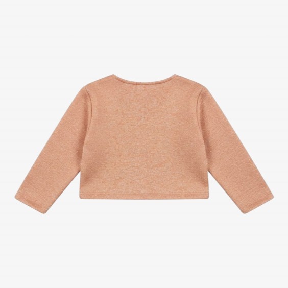 Pink knit cardigan with bows 