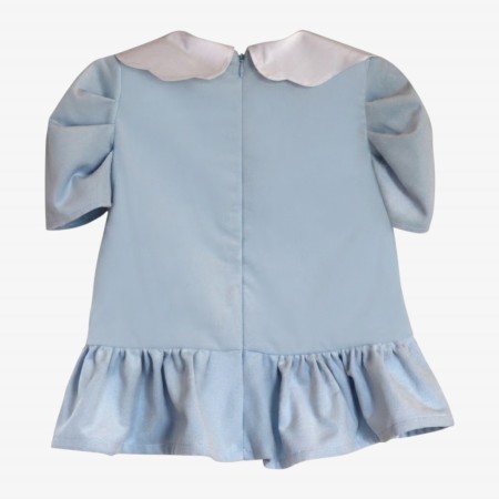 Baby blue dress with a pink bow. Baby blue dress with a pink bow.