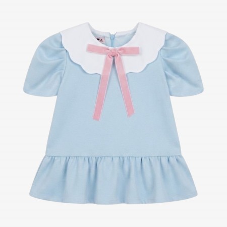 Baby blue dress with a pink bow. Baby blue dress with a pink bow.