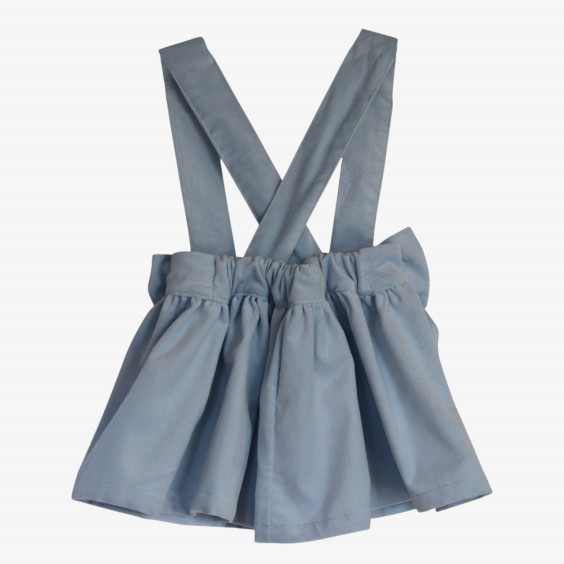 Baby blue velvet skirt with straps