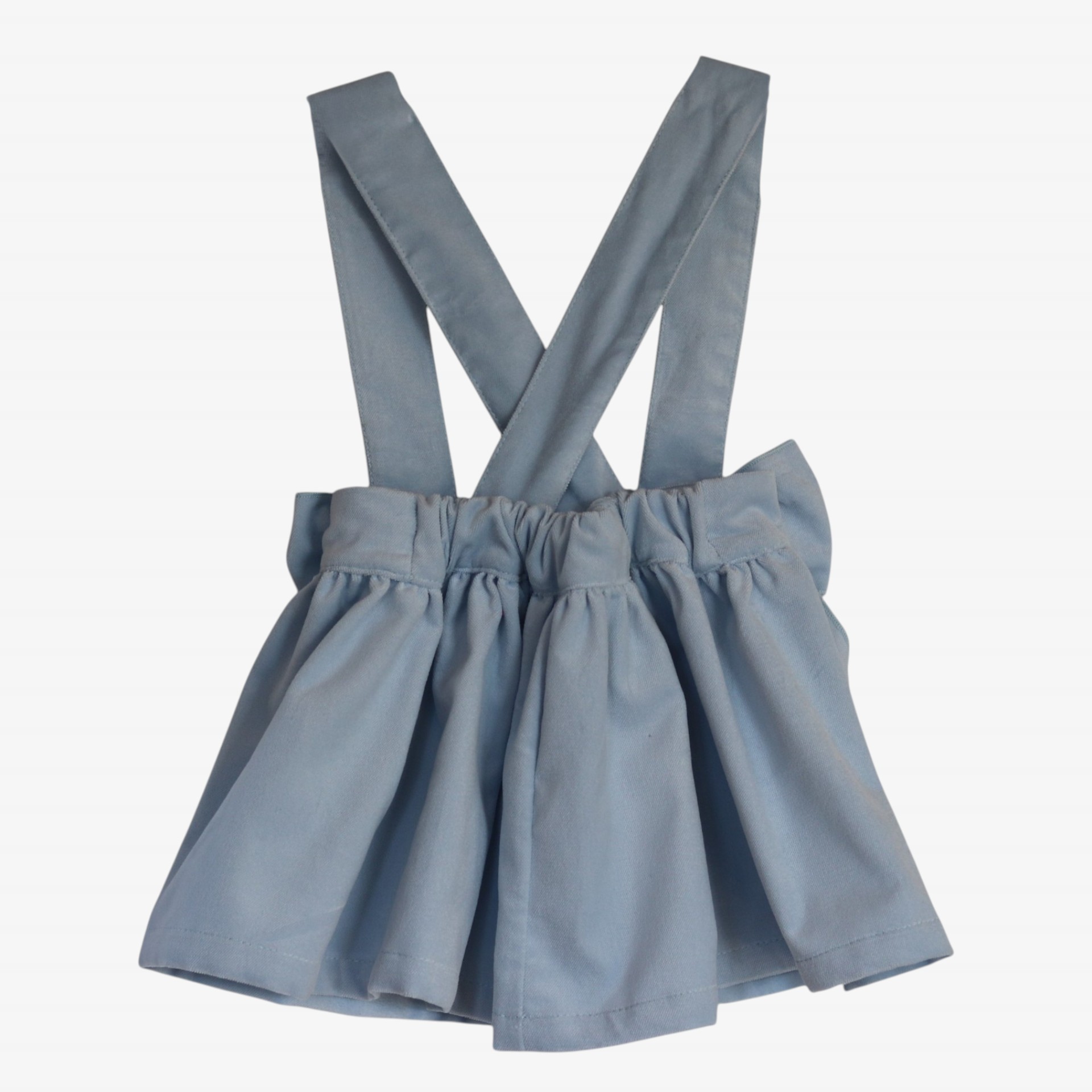 Baby blue velvet skirt with straps