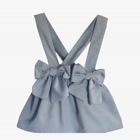 Baby blue velvet skirt with straps