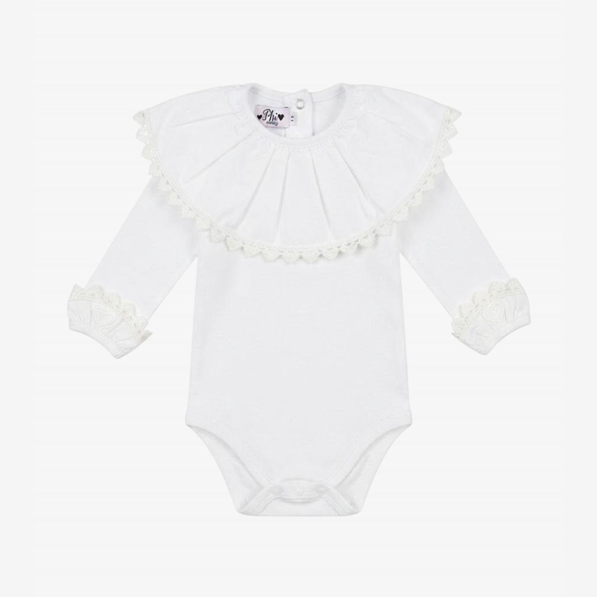 Body/T-shirt with heart-shaped lace collar