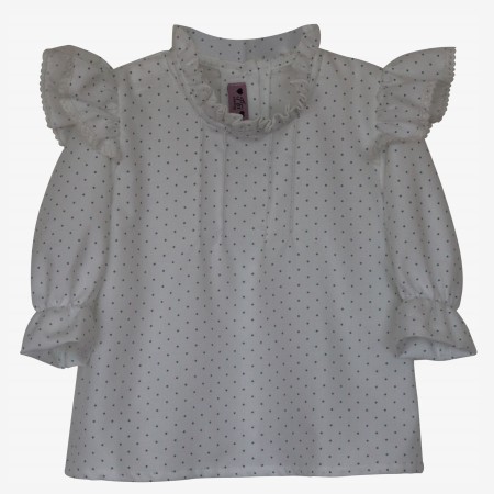 Blusa viela Cru com pintas azul