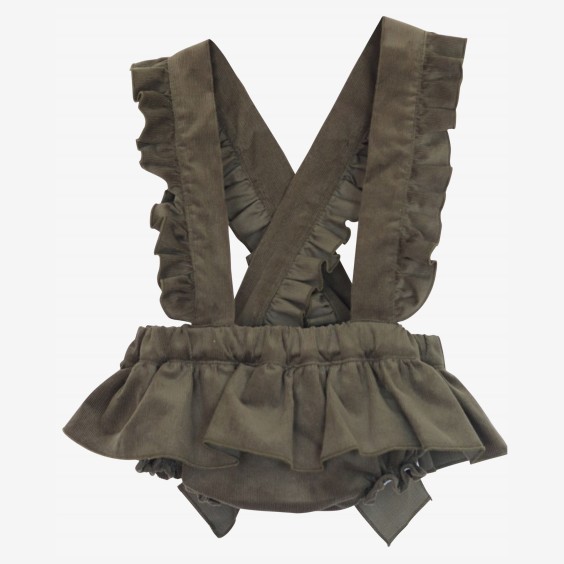 Olive green corduroy bloomer with straps