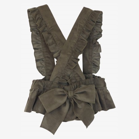 Olive green corduroy bloomer with straps