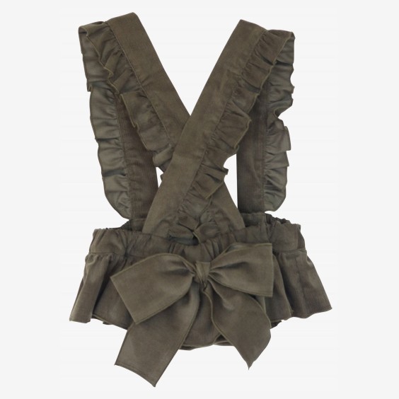 Olive green corduroy bloomer with straps