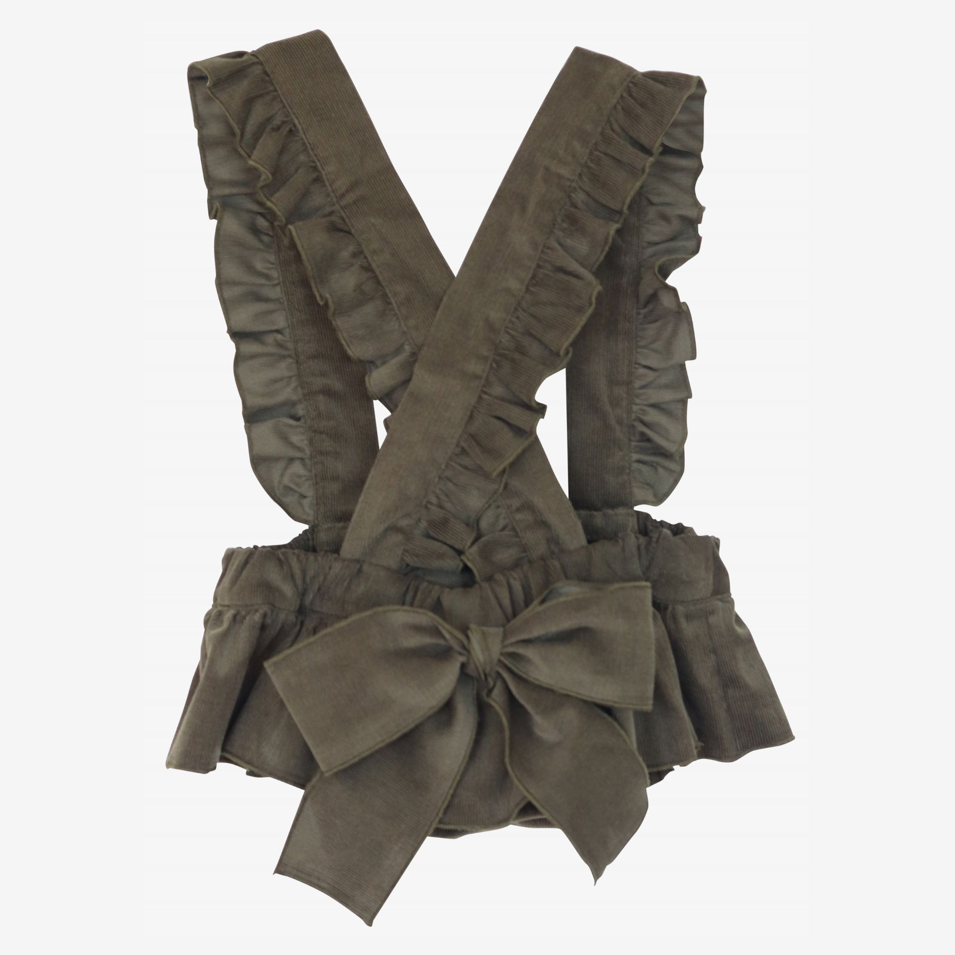 Olive green corduroy bloomer with straps