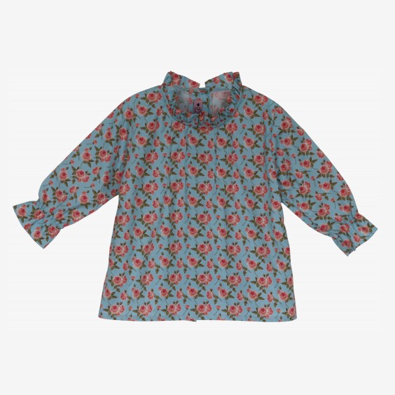 Blue alley blouse with roses Blue alley blouse with roses