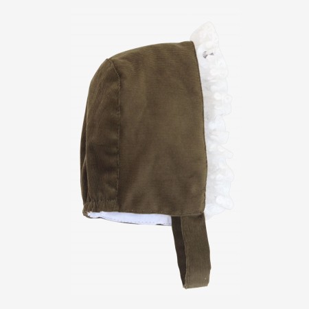 Olive green corduroy bonnet