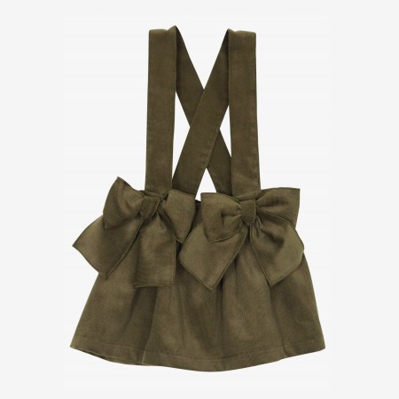 Olive green corduroy skirt with straps