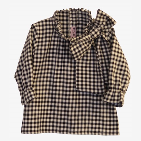 Black and off-white checkered blouse
