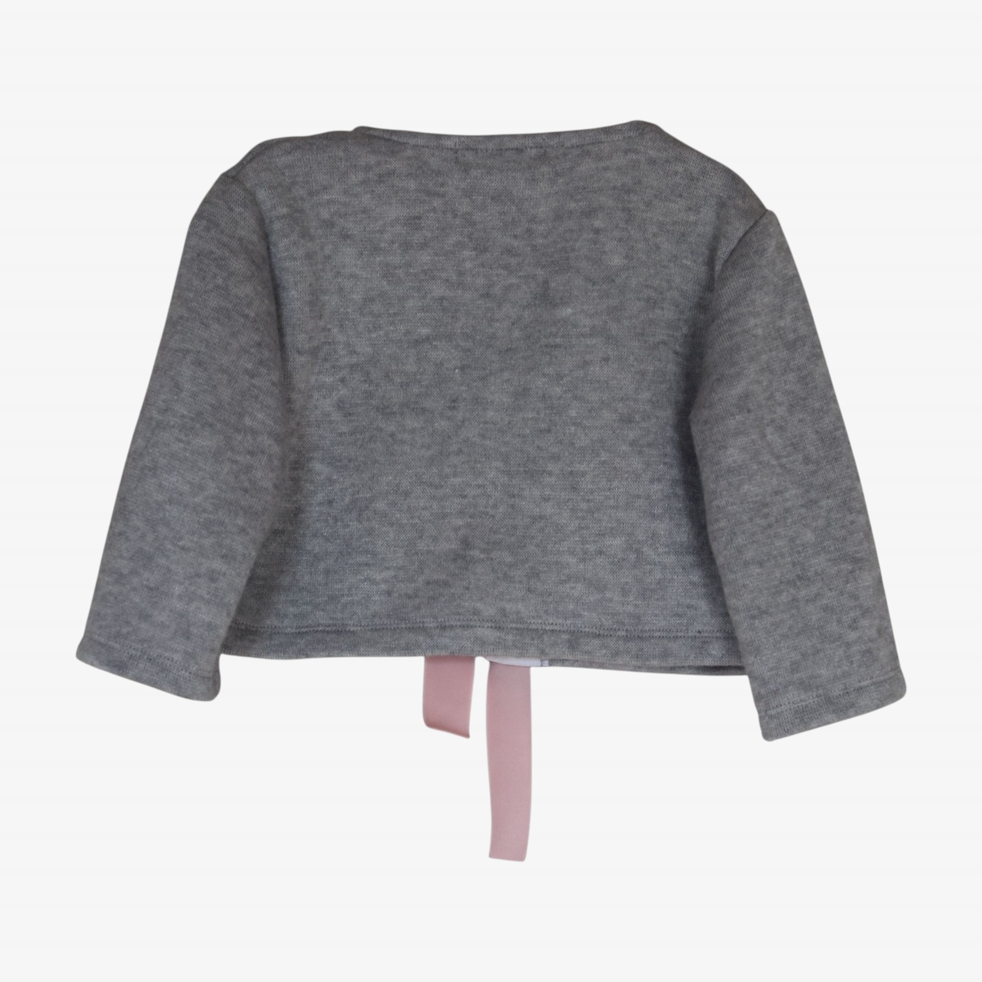 Casaco cinzento laços rosa
