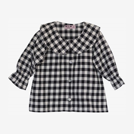 Black and off-white checkered blouse Black and off-white checkered blouse