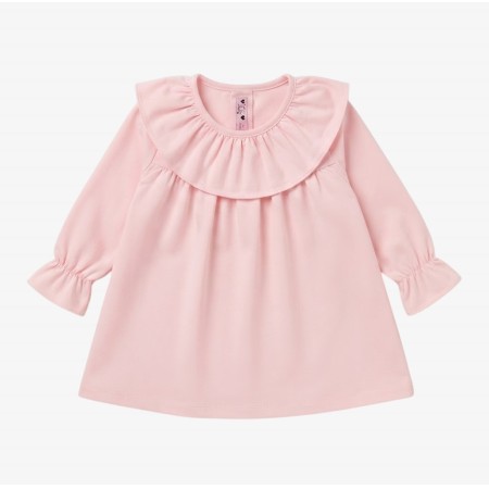 Grey with bordeaux dots Frill Blouse