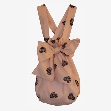 Pink with black hearts romper