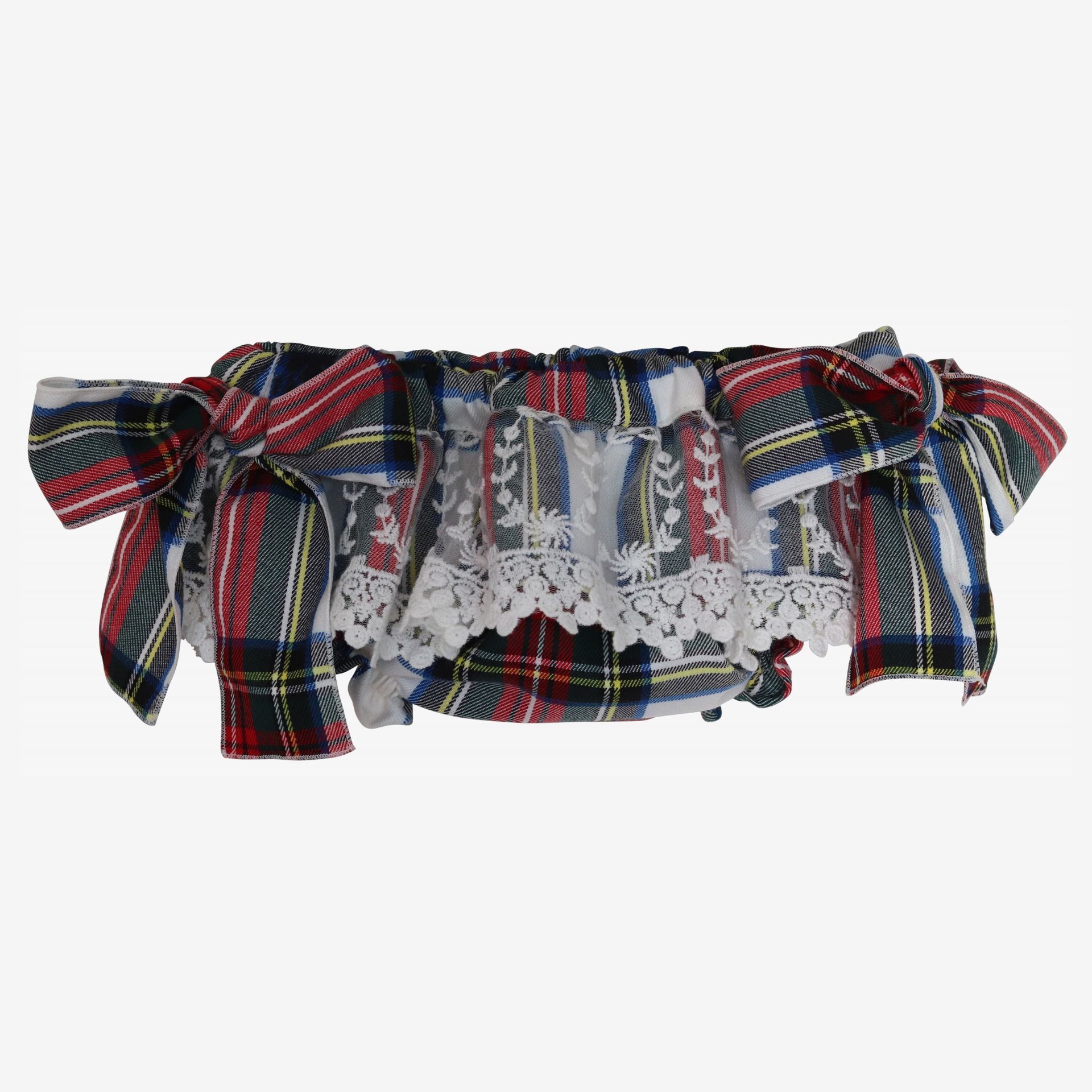 Red checkered bloomer with tulle.