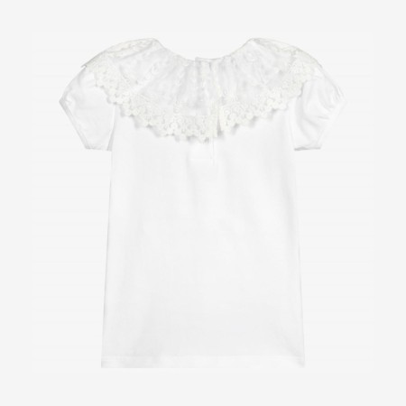 Bodysuit/T-shirt with tulle collar