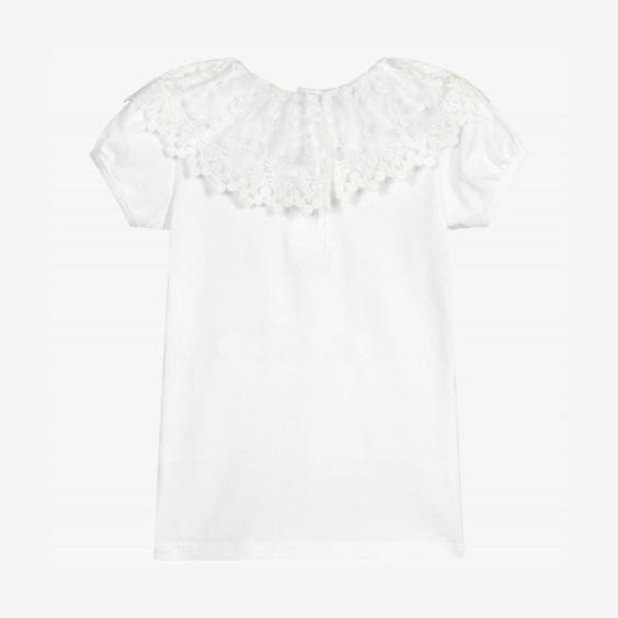 Bodysuit/T-shirt with tulle collar