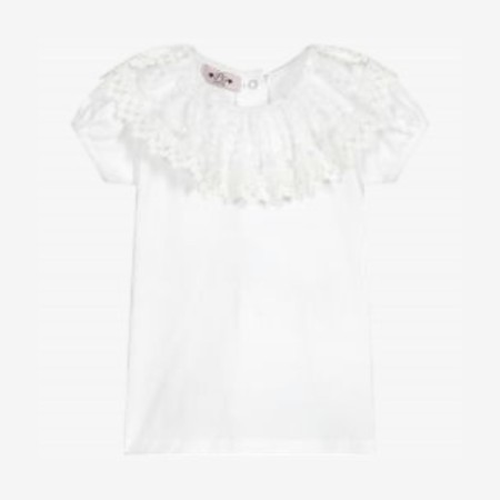 Bodysuit/T-shirt with tulle collar