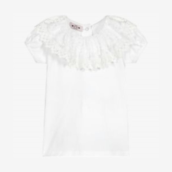 Bodysuit/T-shirt with tulle collar