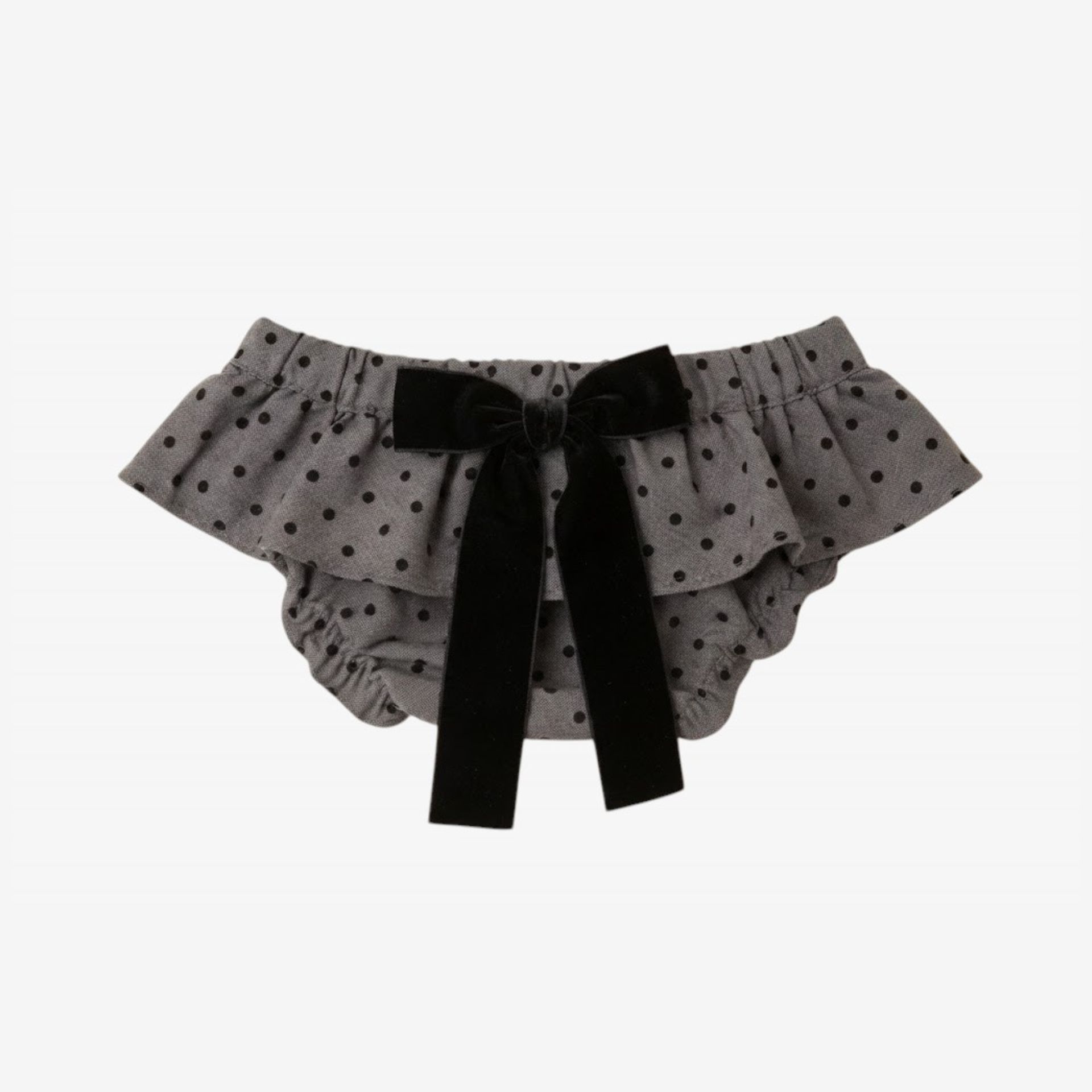 Black bloomer with black velvet dots