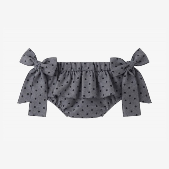 Bloomer avec pompons en velours noir et deux n�uds