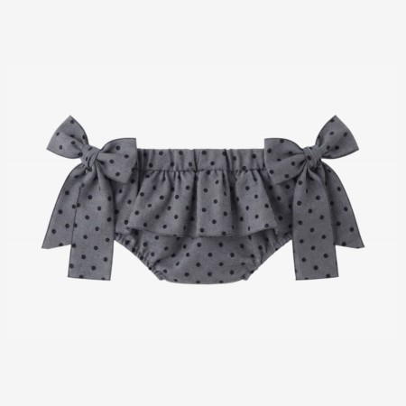 Black bloomer with black velvet balls and two bows