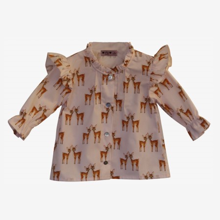 Pink blouse with deer print. Pink blouse with deer print.