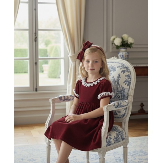 Bordeaux velvet dress with tulle