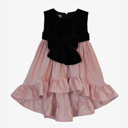 Pink and black velvet dress