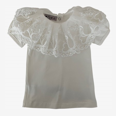 Body/T-shirt with heart-shaped tulle collar