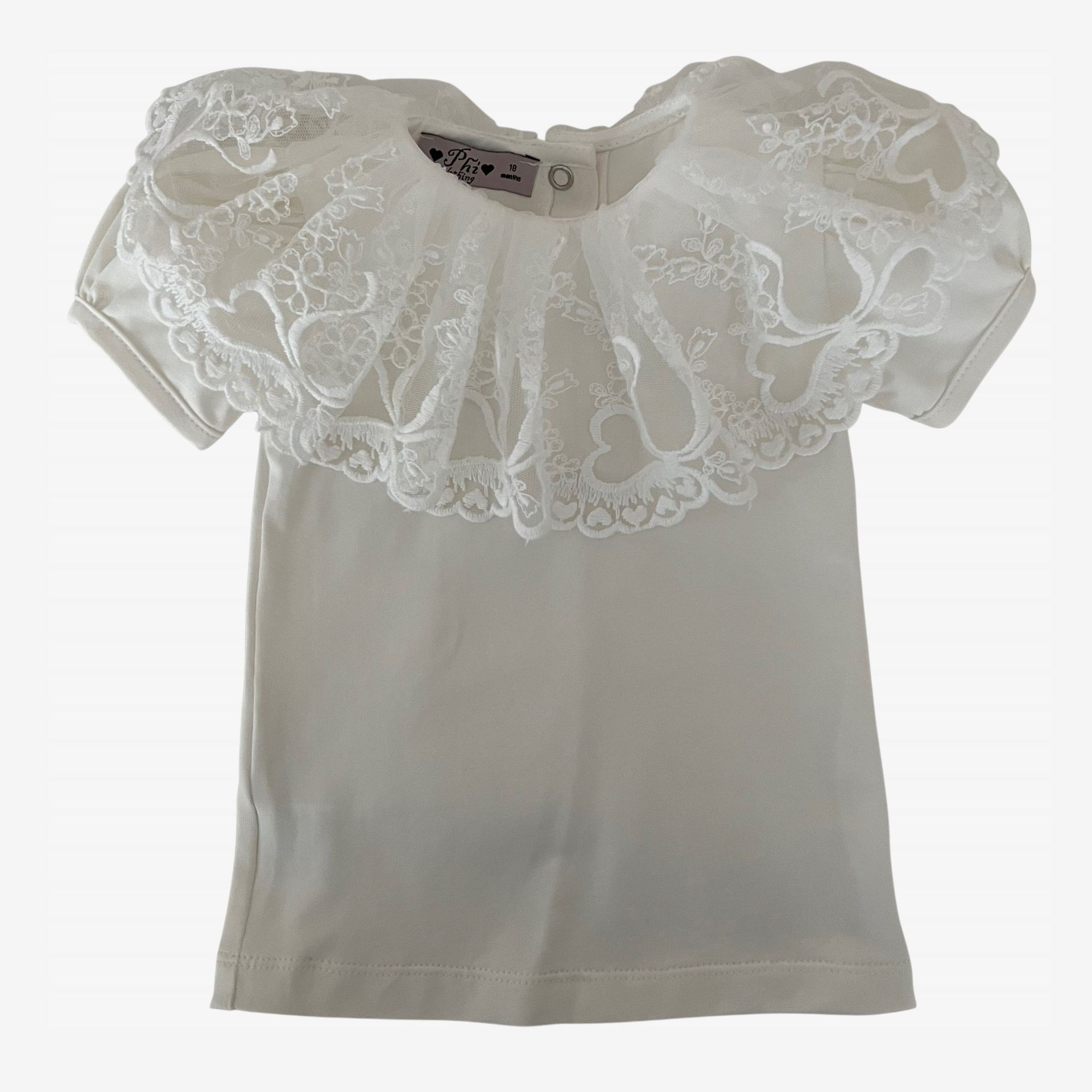Body/T-shirt with heart-shaped tulle collar
