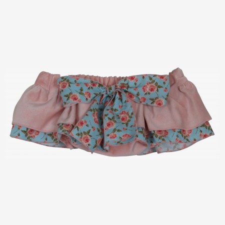 Pink velvet bloomer with two ruffles Pink velvet bloomer with two ruffles