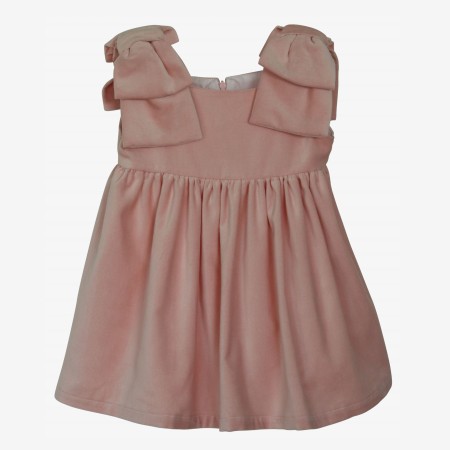 Pink velvet dress with bows