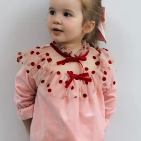 Robe en velours rose avec tulle