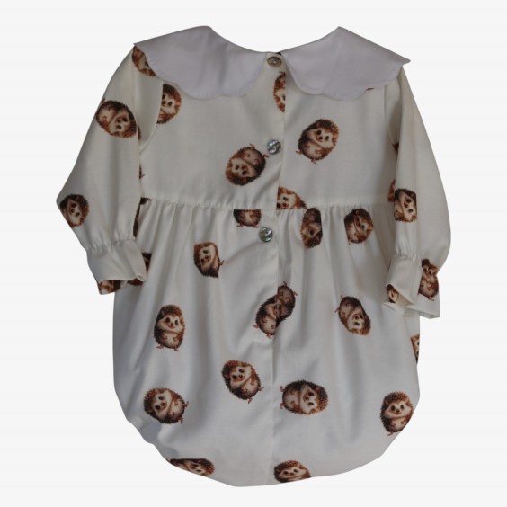 Ivory romper with hedgehogs