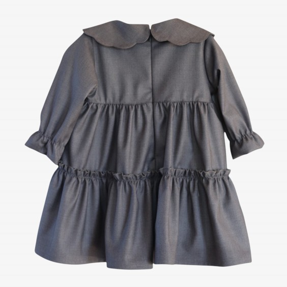 Grey dress with burgundy bow