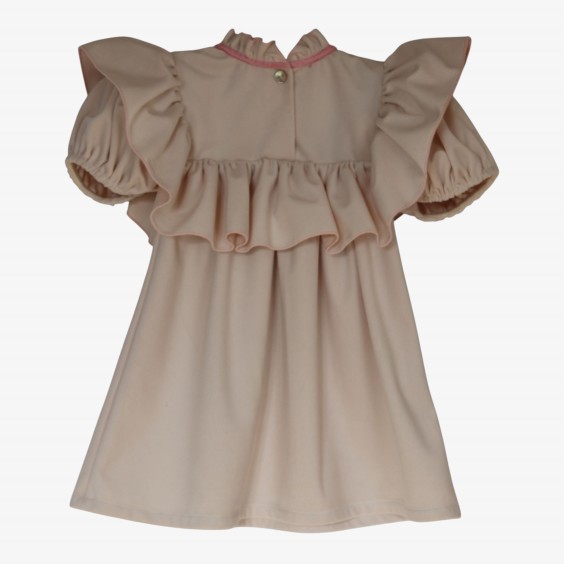 Robe en velours ivoire à volants