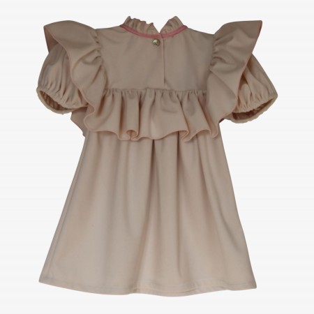 Vestido de veludo cru com folho