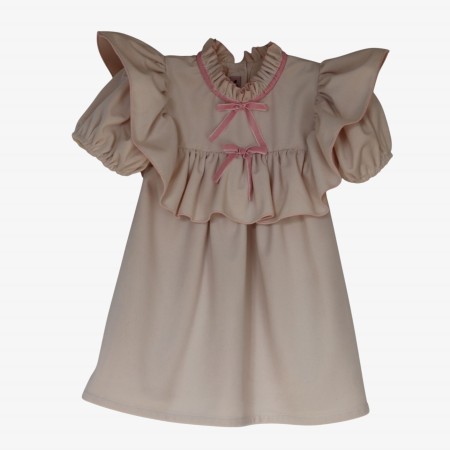 Vestido de veludo cru com folho