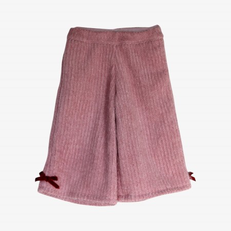 Pink knit pants with burgundy bows Pink knit pants with burgundy bows