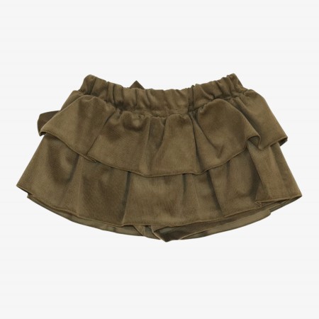 Jupe-short en velours c�tel� vert