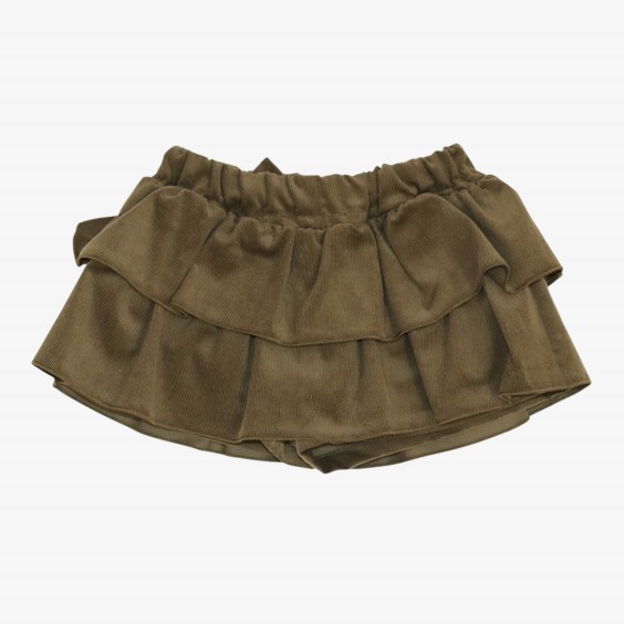 Jupe-short en velours côtelé vert