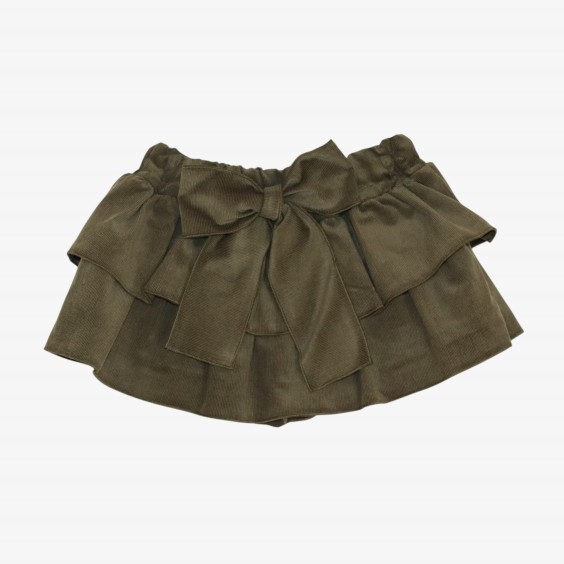 Jupe-short en velours côtelé vert