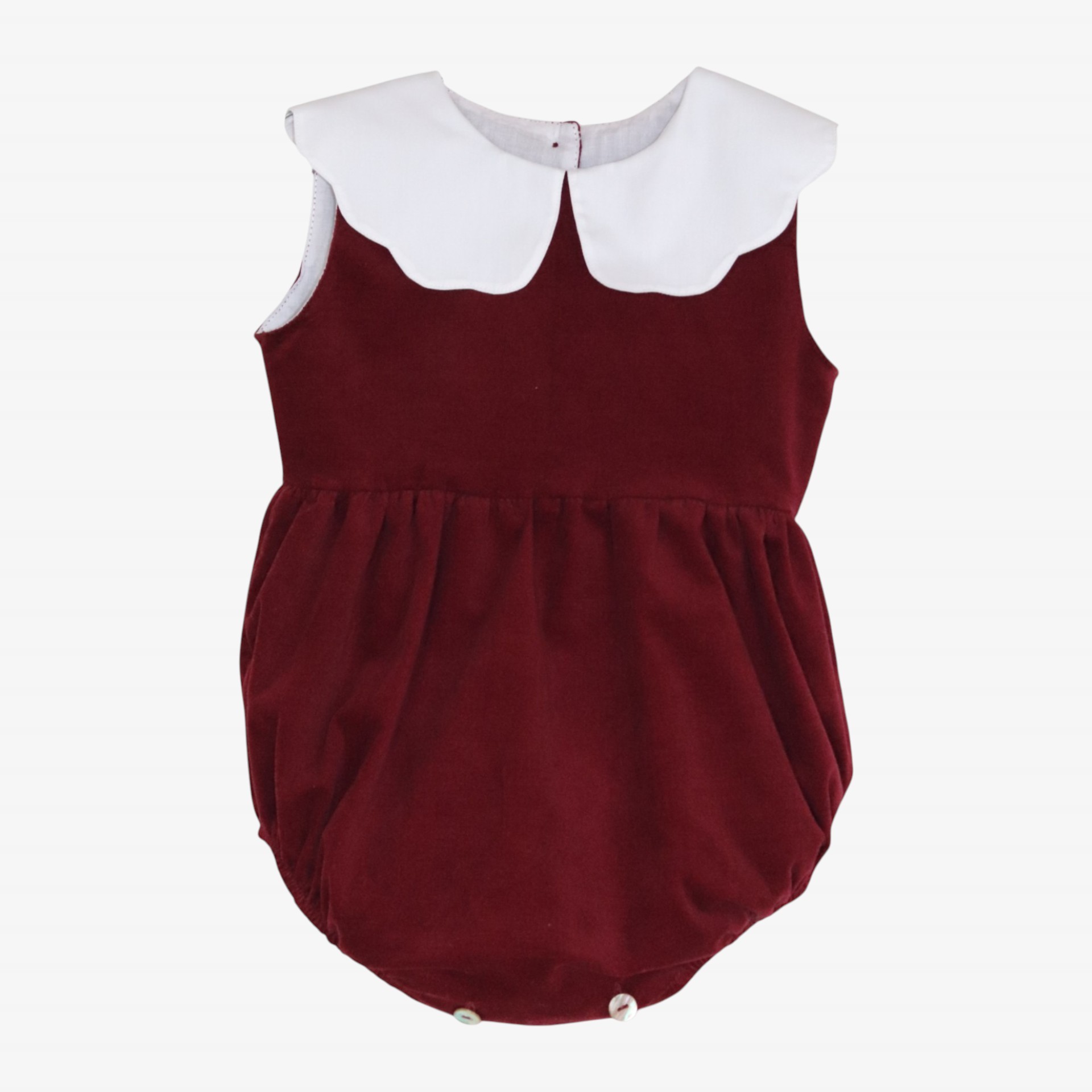 Barboteuse Velours bordeaux avec col
