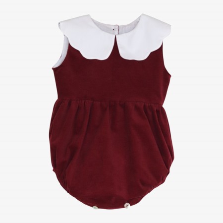Barboteuse Velours bordeaux avec col Barboteuse Velours bordeaux avec col